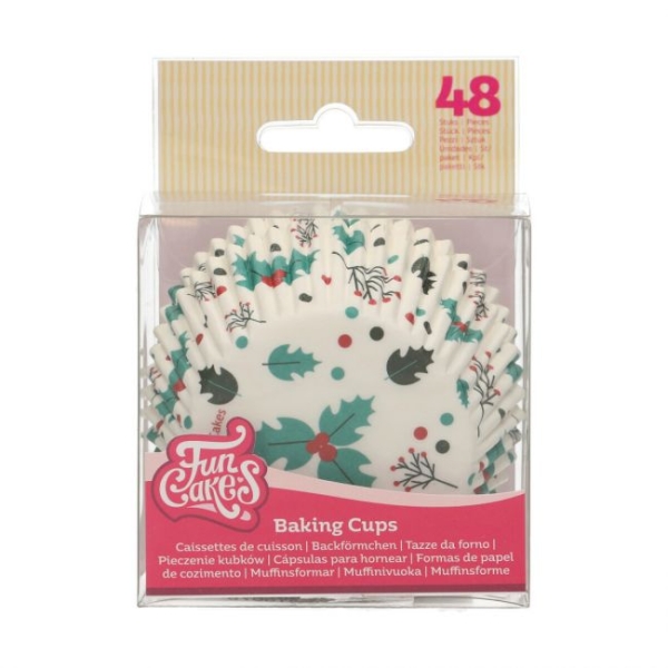 Cupcake Baking Cases - Holly Leaf